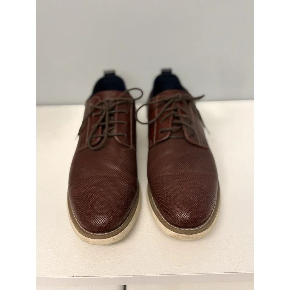 MADDEN Steve Madden Mens Brown Perforated Leather Derby Oxford Shoes Size 11 US